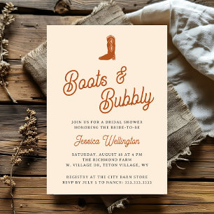 Retro Western Cowboy Boots & Bubly Möhippa Inbjudningar