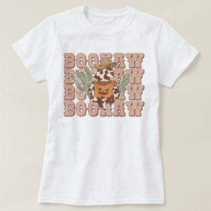 Retro Western Cowboy Ghost Boo Haw Halloween T Shirt