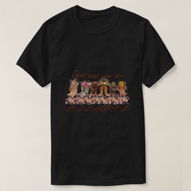 Retro Western Cowgirl Boots Gud säger att du är co T Shirt (Design framsida)