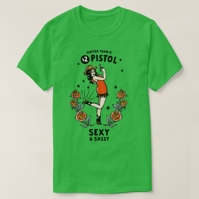 Retro Western Cowgirl Shirt Sexy Sassy Gift T Shirt (Design framsida)