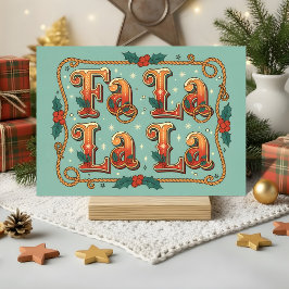 Retro Western Fa La La Jul Helgkort
