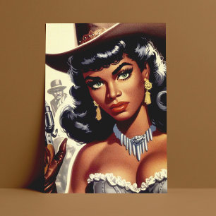 Retro Western Girl Vykort