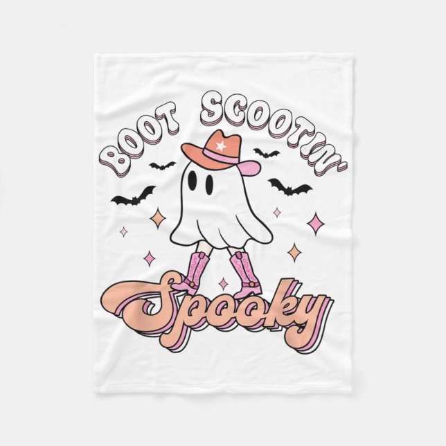 Retro Western Halloween Cute Ghost Funny Boot Scoo Fleecefilt (Framsidan)