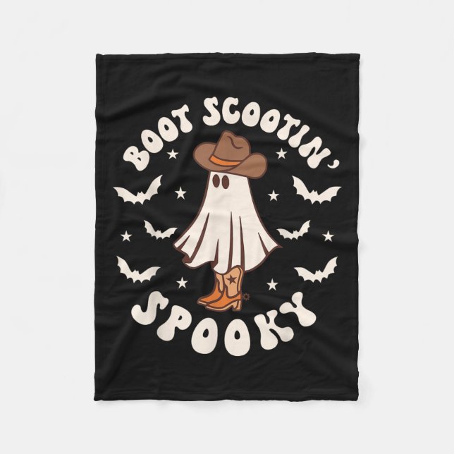 Retro Western Halloween Cute Ghost Funny Boot Scoo Fleecefilt (Framsidan)