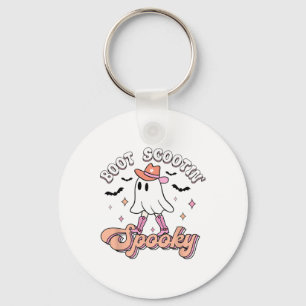 Retro Western Halloween Cute Ghost Funny Boot Scoo Nyckelring