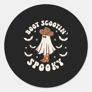 Retro Western Halloween Söt Spöke Rolig Boot Scoo Runt Klistermärke