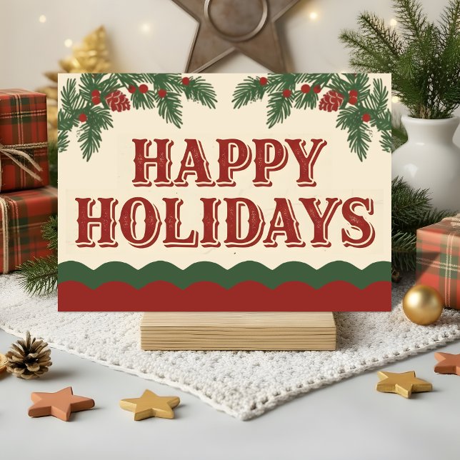 Retro Western Happy Holidays Christmas Helgkort (Skapare uppladdad)