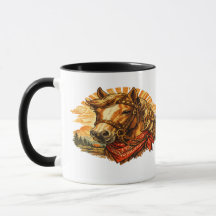 Retro Western Häst Bandana Kaffemugg
