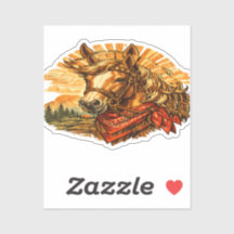 Retro Western Häst Bandana Vinyl Klistermärke