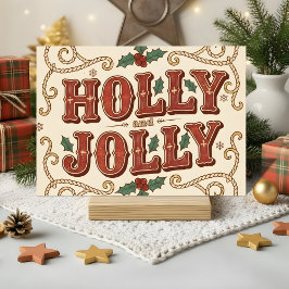 Retro Western Holly Jolly Jul Helgkort