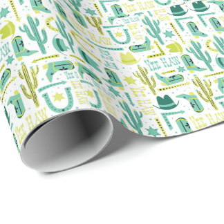 Retro Western-inpackningspapper | Turkos & Lime Presentpapper