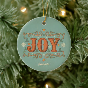 Retro Western Joy jul holiday ornament present