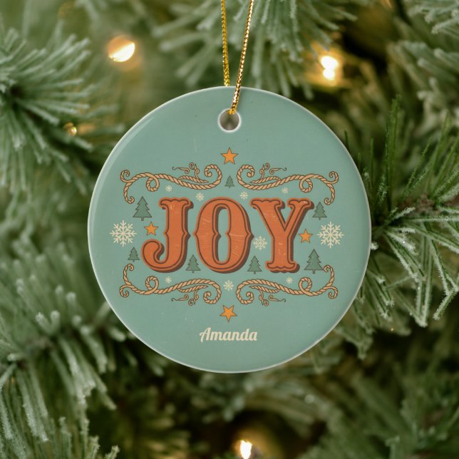 Retro Western Joy jul holiday ornament present (Träd)
