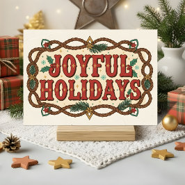 Retro Western Joyful Holidays Christmas Helgkort