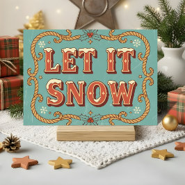 Retro Western Let It Snow Jul Helgkort