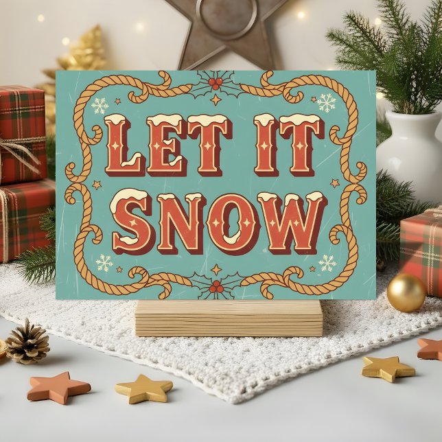Retro Western Let It Snow Jul Helgkort (Skapare uppladdad)