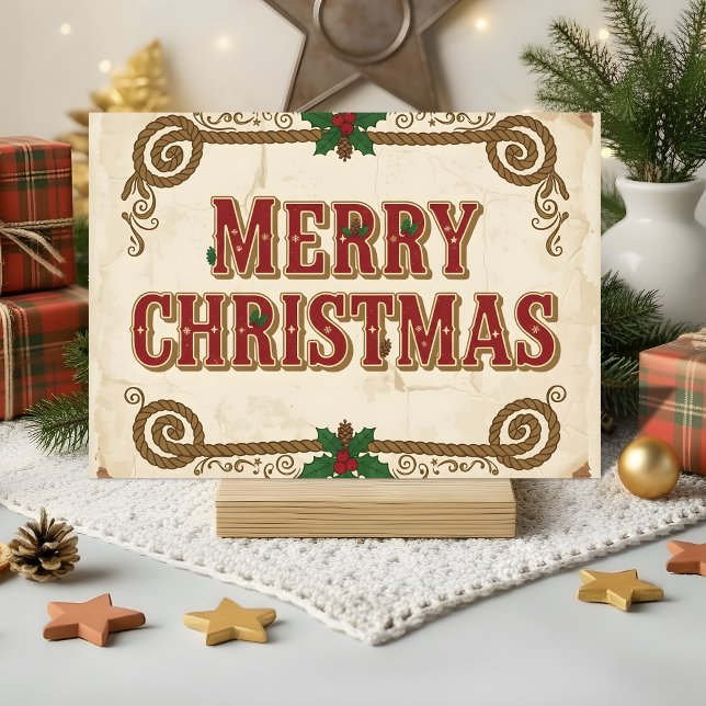 Retro Western Merry Christmas Helgkort (Skapare uppladdad)