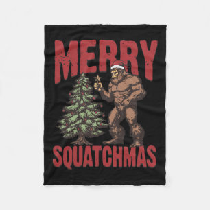 Retro Western Merry Squatchmas Funny Bigfoot Santa Fleecefilt