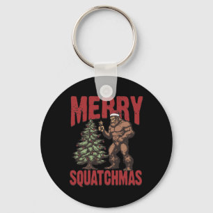 Retro Western Merry Squatchmas Funny Bigfoot Santa Nyckelring