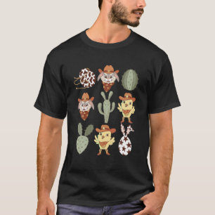 Retro Western Påsk Day Bunny Chick Howdy Cowboy T Shirt
