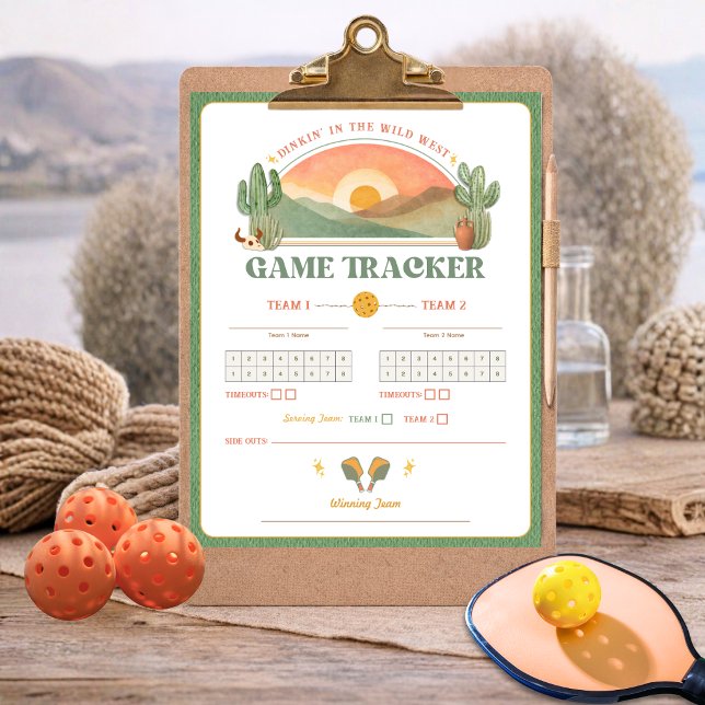Retro Western Pickleball Game Tracker Sheet  Poster (Skapare uppladdad)