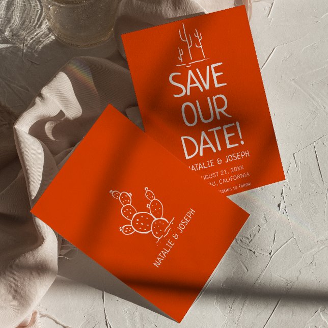 Retro Western Terracotta Modern Desert Bröllop Spara Datumet (Skapare uppladdad)