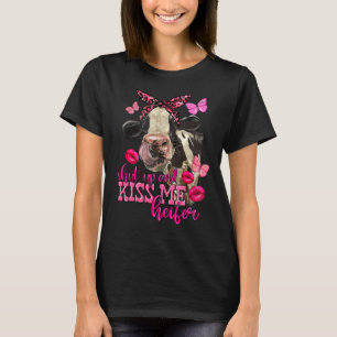 Retro Western Valentindag Rosa Cow Kärlek Butter T Shirt