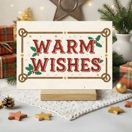 Retro Western Warm Wishes Christmas Helgkort