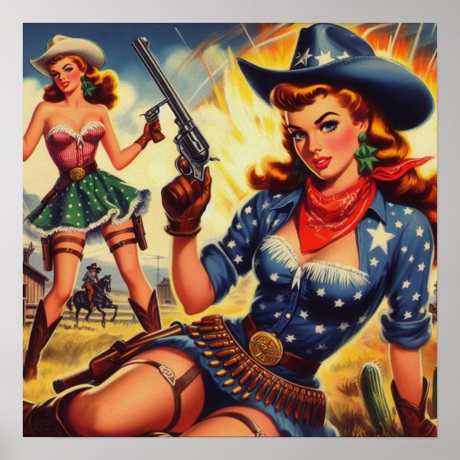 Retro Westerna Land Girls Poster (Framsidan)