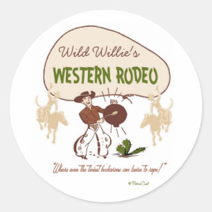 Retro 'westerna Rodeo Runt Klistermärke