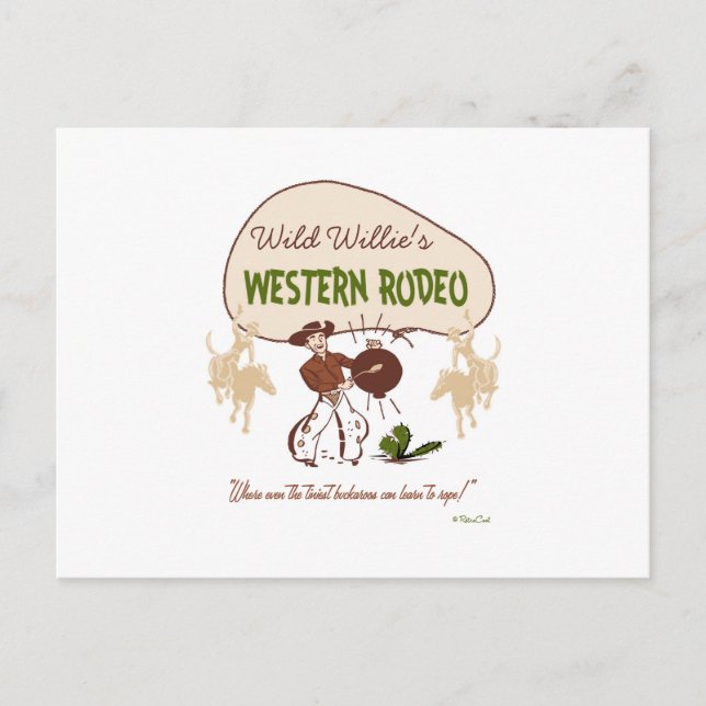 Retro 'westerna Rodeo Vykort (Framsida)