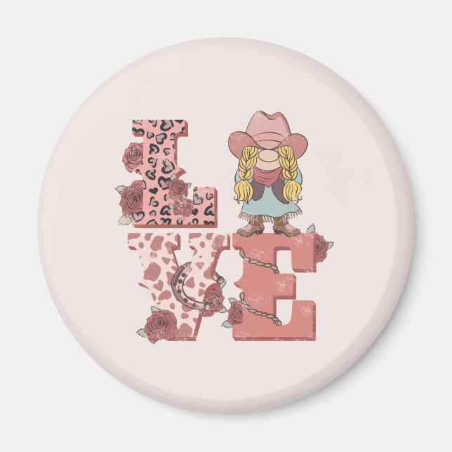 Retro Westernare Kärlek Magnet (Framsidan)