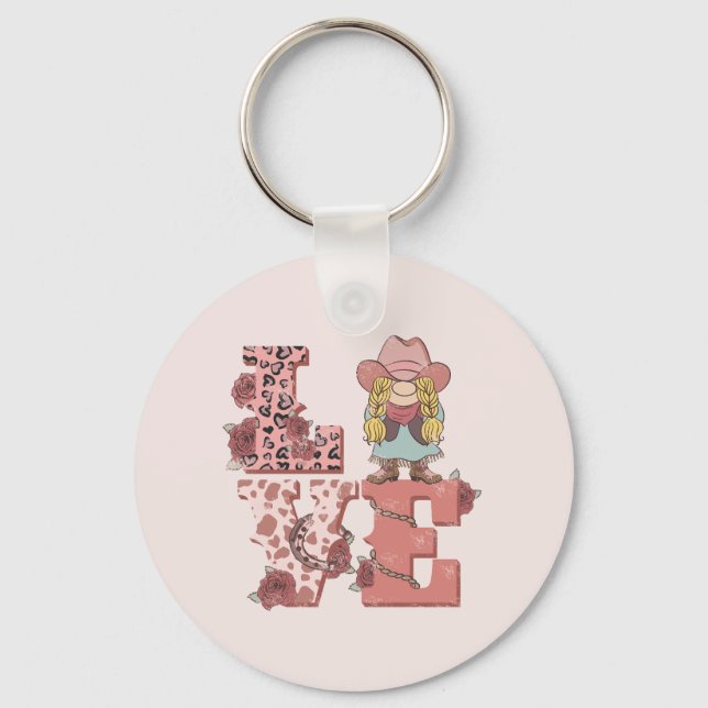 Retro Westernare Kärlek Nyckelring (Framsida)