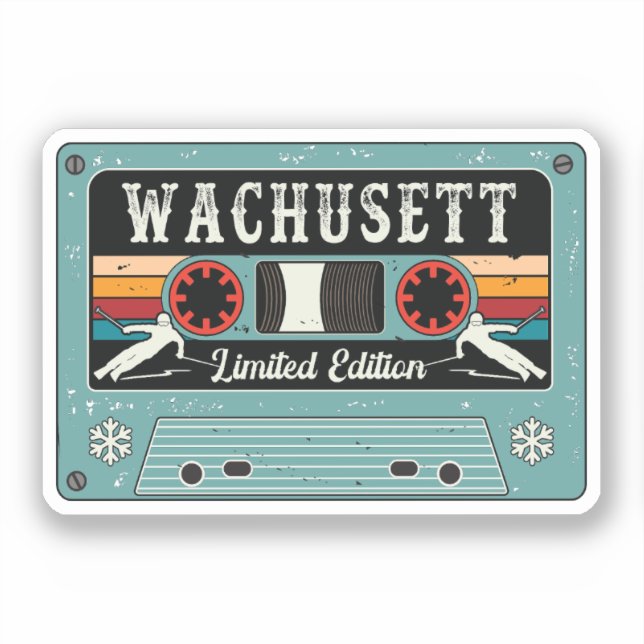 Retro Whachusett Mountain Ski Sticker Klistermärken (Framsida)