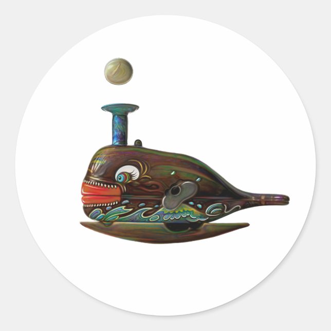 RETRO WHALE T-SHIRT RUNT KLISTERMÄRKE (Framsida)