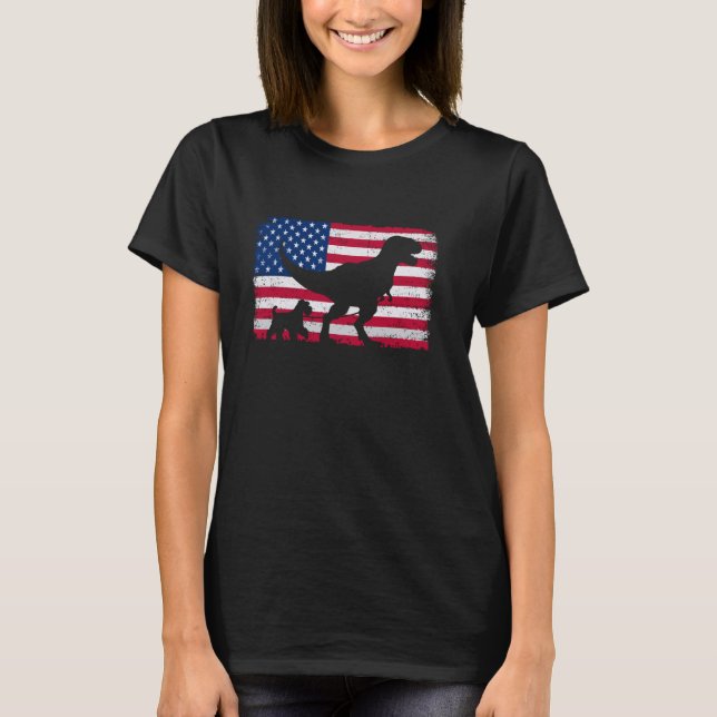 Retro Wheaten Terrier 4:e juli amerikanska Flagga T Shirt (Framsida)