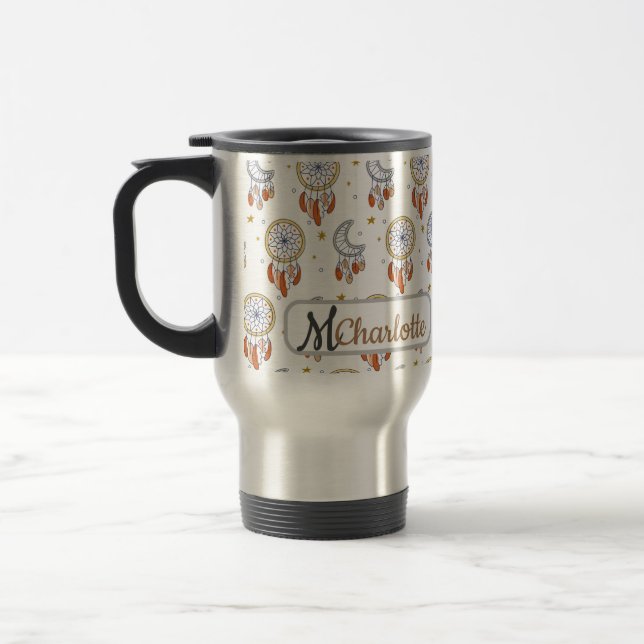 Retro Whimsical Boho Mönster Monogram Namn Resemugg (Vänster)
