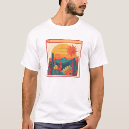 Retro Whimsical Boho Style Sunset Landscape T Shirt