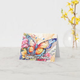 Retro Whimsical Butterfly Grattis på födelsedagen Kort
