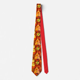 Retro Whimsical Cat Kattunge Blommigt Gult Red Ora Slips