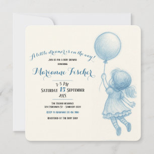 Retro Whimsical Flickas Baby Shower Inbjudan