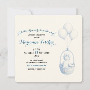 Retro Whimsical Flickas Babyshower-inbjudan
