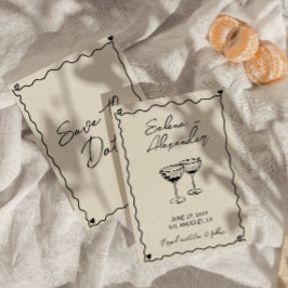 Retro Whimsical hand skriven bröllop Spara Datumet