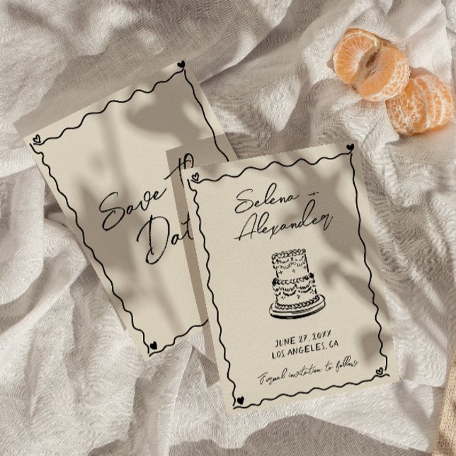 Retro Whimsical hand skriven bröllop Spara Datumet (Skapare uppladdad)