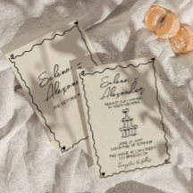 Retro Whimsical-handskriven bröllopsinbjudan