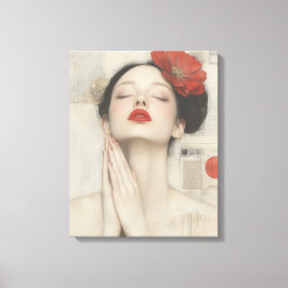 Retro Whimsical Lady Stretched Canvas Print