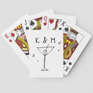 Retro Whimsical Martini Hand tog egna initialer Casinokort