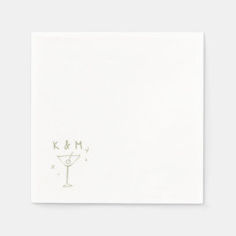 Retro Whimsical Martini Hand tog egna initialer Pappersservett
