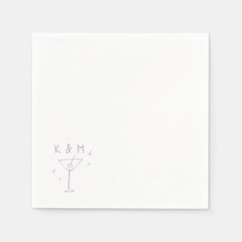 Retro Whimsical Martini Hand tog egna initialer Pappersservett