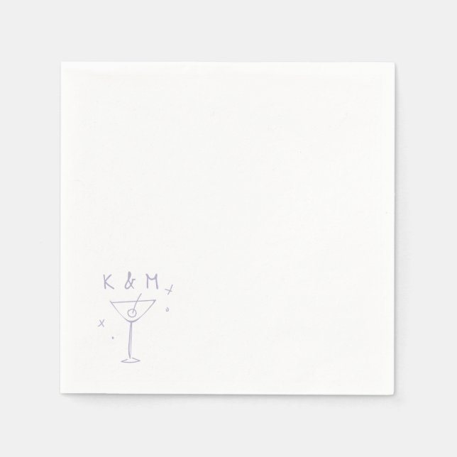 Retro Whimsical Martini Hand tog egna initialer Pappersservett (Framsidan)